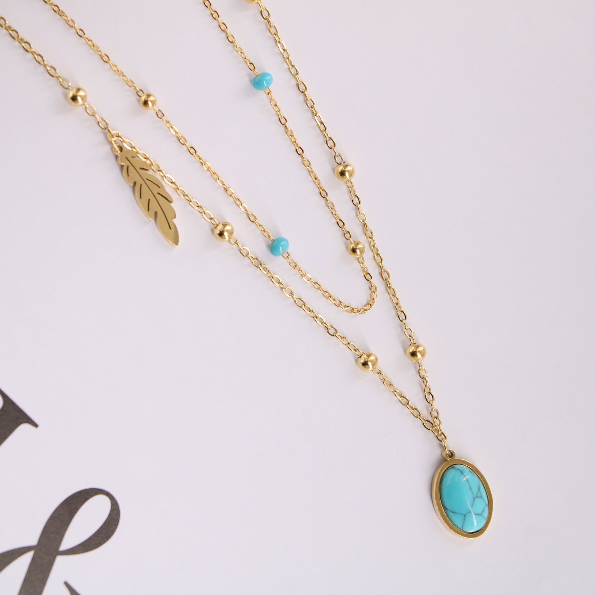 Natural Turquoise Oval Double Necklace Female 2a625471 02ac 4f69 b045 bb72f261b8d2