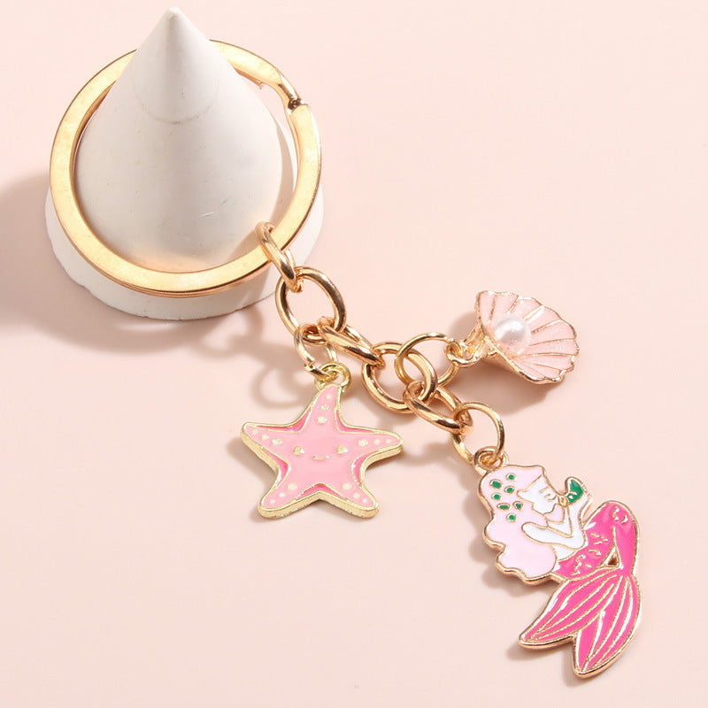 Creative Shell Starfish Mermaid Alloy Drip Keychain Pendant 2a6a63c0 8a9e 473f a484 c5a5c952fd60