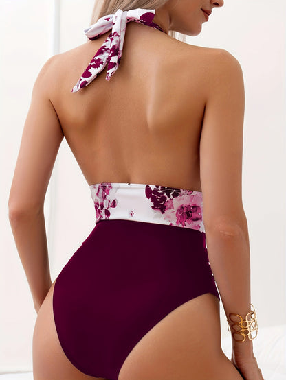 Women's One-piece Color Block Tight Long Sleeve Zipper Swimsuit 2a72f487 abd6 4eba b449 221eda0430eb