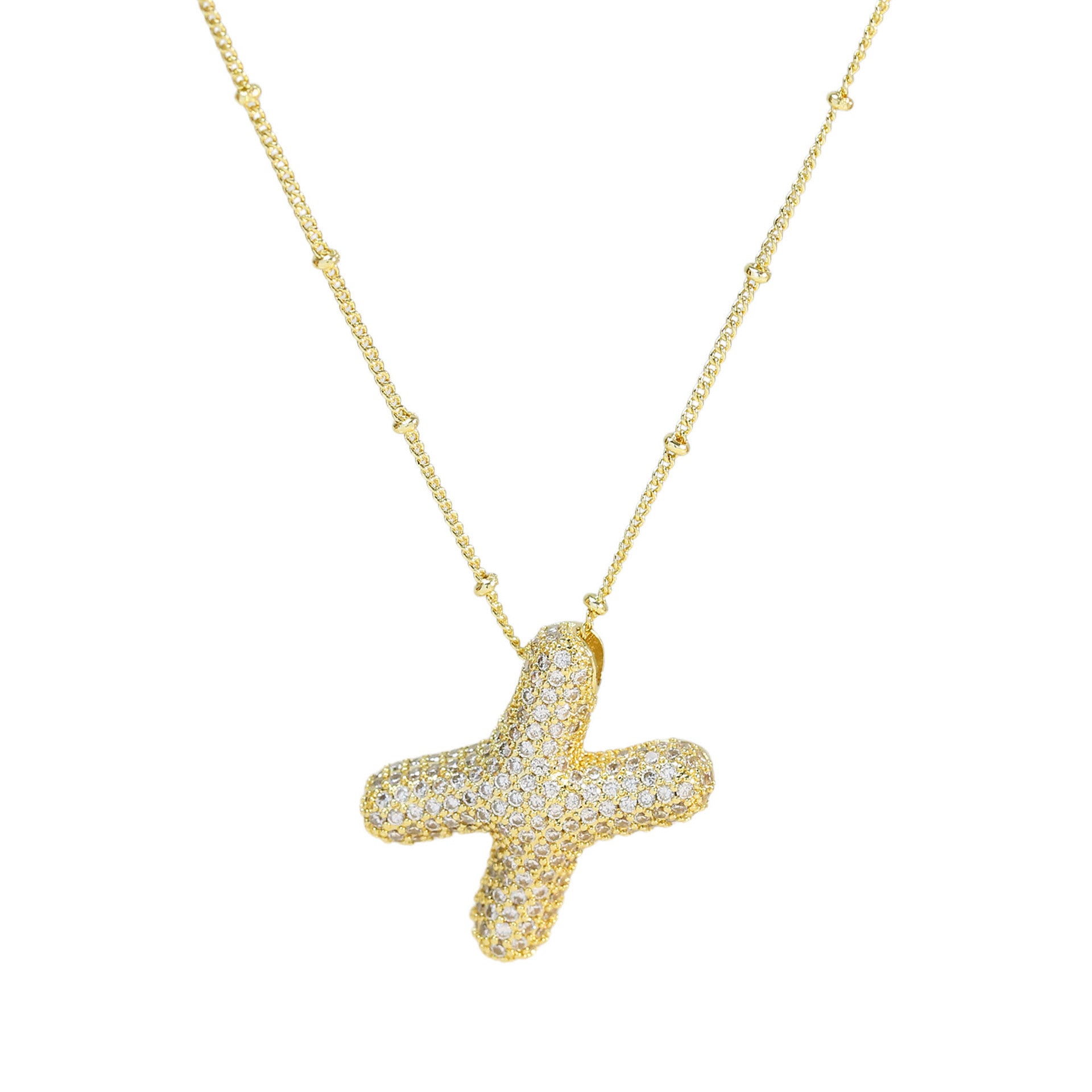Brass Zircon Bubble Balloon Letter Pendant Necklace For Women 2a7c8218 3368 4fd9 9148 67605b79a10a