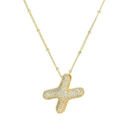 Brass Zircon Bubble Balloon Letter Pendant Necklace For Women 2a7c8218 3368 4fd9 9148 67605b79a10a