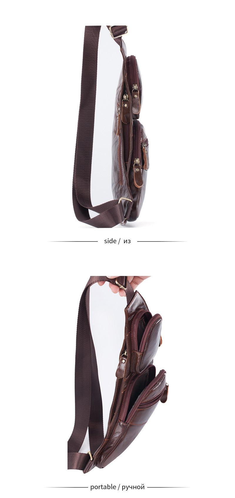 Genuine Leather Men's Crescent Chest Bag First Layer Cowhide 2a8fccd0 c696 40ac 8ef5 e77907e95836