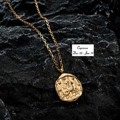 Vacuum Plating 18k Titanium Zodiac Oval Pendant Necklace 2acf3c2c 8429 4e56 b1c3 3195e7ef55e8