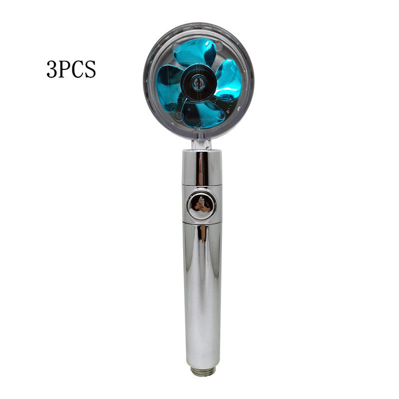 Propeller Driven Shower Head With Stop Button And Cotton Filter Turbocharged High Pressure Handheld Shower Nozzle 2aefd9e8 d0