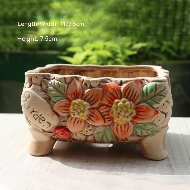 Creative Personality Green Plant Pot Handmade Desktop Breathable Combination Small Ceramic Flower Pot 2b22785e 0331 4070 a61e