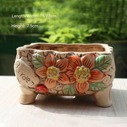 Creative Personality Green Plant Pot Handmade Desktop Breathable Combination Small Ceramic Flower Pot 2b22785e 0331 4070 a61e