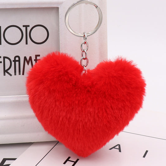 Heart-shaped Fur Ball Keychain Rex Rabbit Plush Car Pendant 2b42e5a8 b30d 4223 bfb9 fc2a1feea8c9