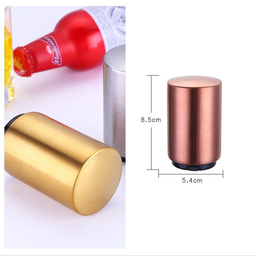 Portable Magnetic Automatic Beer Bottle Opener Bar Accessories Decor Stainless Steel Wine Can Openers with Brushed Metal 2b44