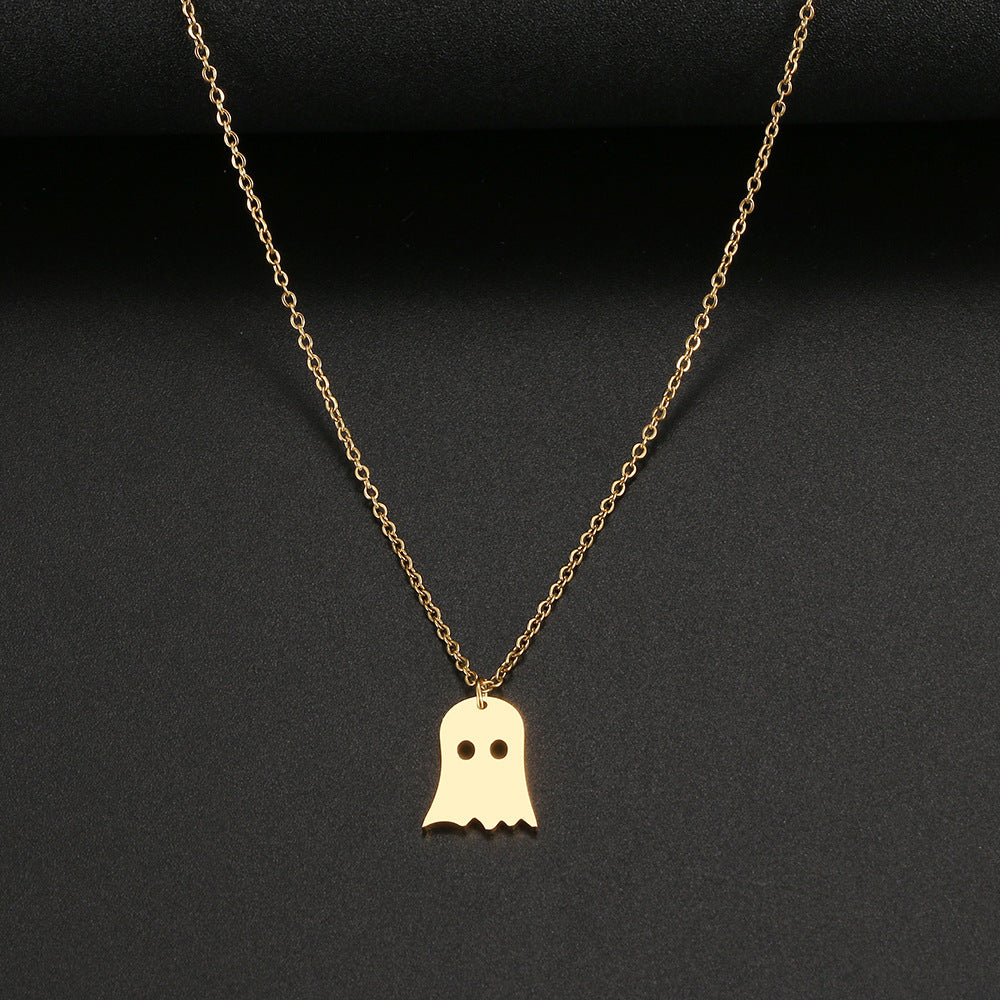 925 Silver Cute Ghost Design Halloween Necklace - HD Wireless Product #9