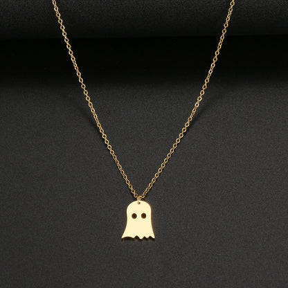 925 Silver Cute Ghost Design Halloween Necklace - HD Wireless Product #9