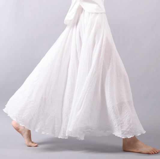 Mori Girl Art Plus Size Cotton And Linen Skirt Elastic Waist Linen A-line Skirt 2b7a9782 c138 44b6 9357 9c996f31c726