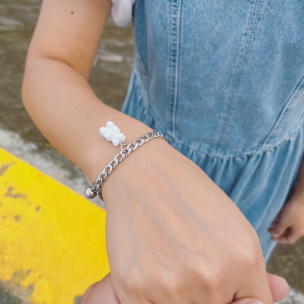 Black And White Bear Stainless Steel Magnet Attract Bracelet 2b7ee024 e581 4485 bd96 a30e712a2b45