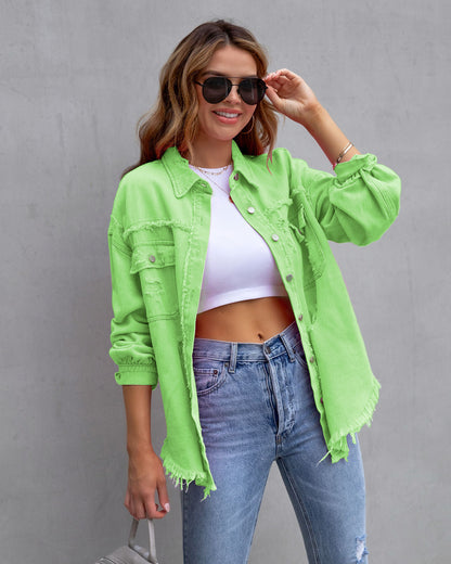 Fashion Ripped Shirt Jacket Female Autumn And Spring Casual Tops Womens Clothing 2b82f3d8 52ce 444b a3e5 a207486cbbdc