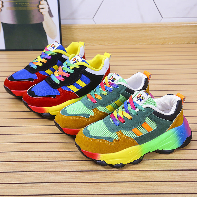 Women's Fashion Thick Bottom Colorful Front Lace-up Sneakers 2b92e233 e487 41ae a467 2eddf080ae05