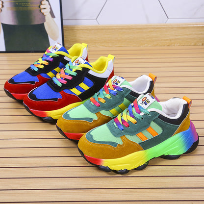 Women's Fashion Thick Bottom Colorful Front Lace-up Sneakers 2b92e233 e487 41ae a467 2eddf080ae05