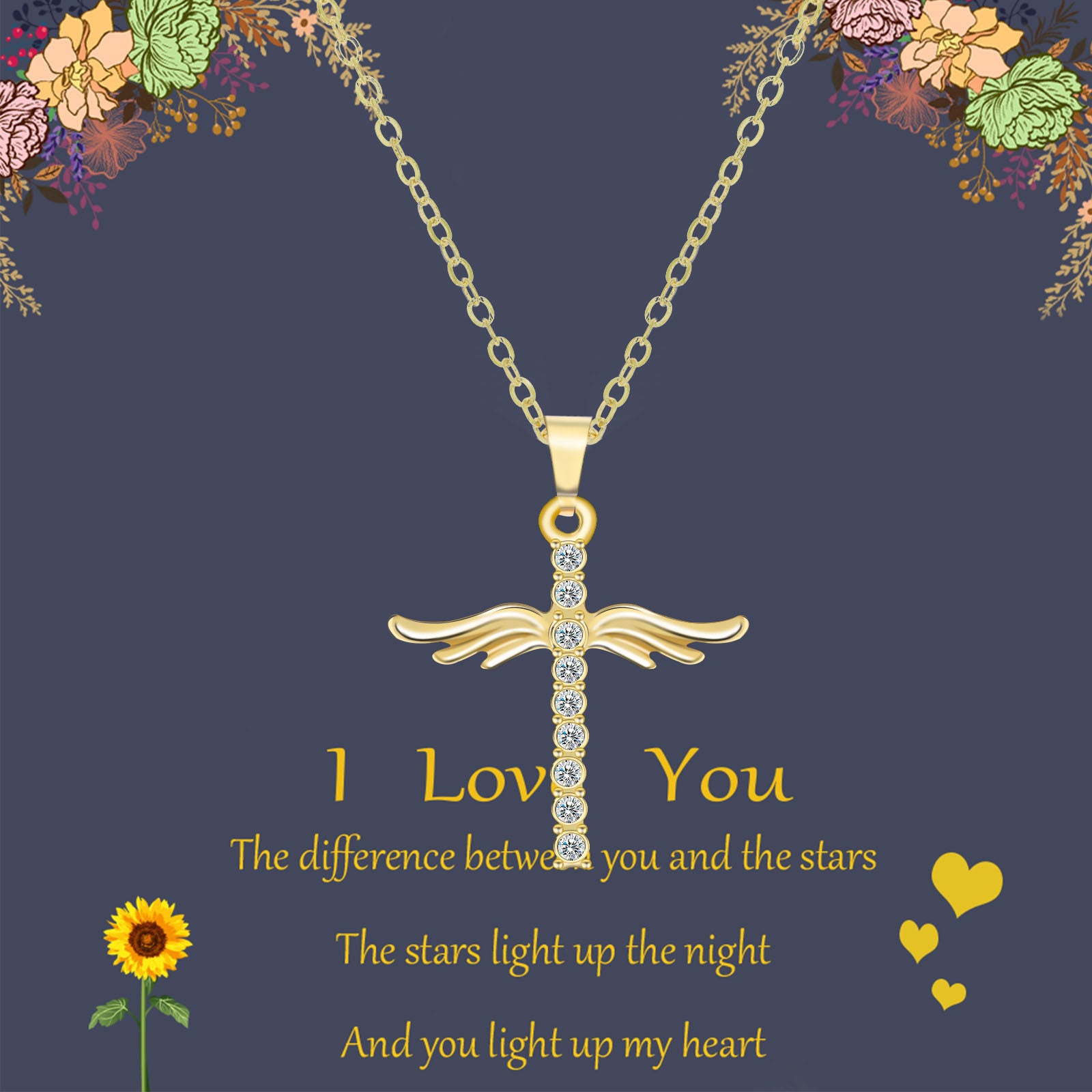 Angel Wings Cross Pendant Necklace For Woman With O Type Stainless Steel Chain Necklace Jewelry Gift 2b9fb57e cb1d 4dd5 b1bf 