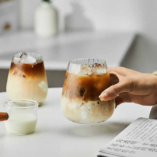 Vertical Stripe Crystal Glass Latte Iced Coffee Cup 2bae5653 5c57 41fa 9285 e202fd2597de
