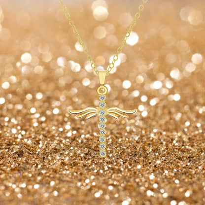 Angel Wings Cross Pendant Necklace For Woman With O Type Stainless Steel Chain Necklace Jewelry Gift 2bc0bd3b cb17 4b04 98ca 