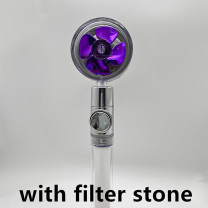 Shower Head Water Saving Flow 360 Degrees Rotating With Small Fan ABS Rain High Pressure Spray Nozzle Bathroom Accessories 2b