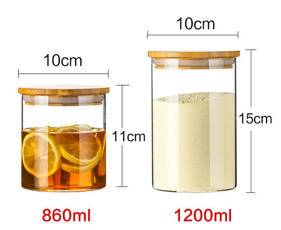 Kitchen Jar For Food Storage Round High Borosilicate Food Glass Jars with Bamboo Lid 2bdde914 ee41 40f5 b89f 1fed2e6c49c6