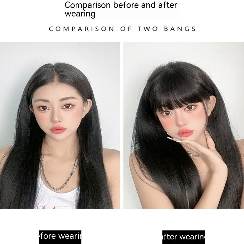 Natural Forehead Artificial Hair Straight Bangs Wig Set Seamless Invisible Wig Set 2bfa94e8 7370 4d47 acae 1ae1890b035c trans