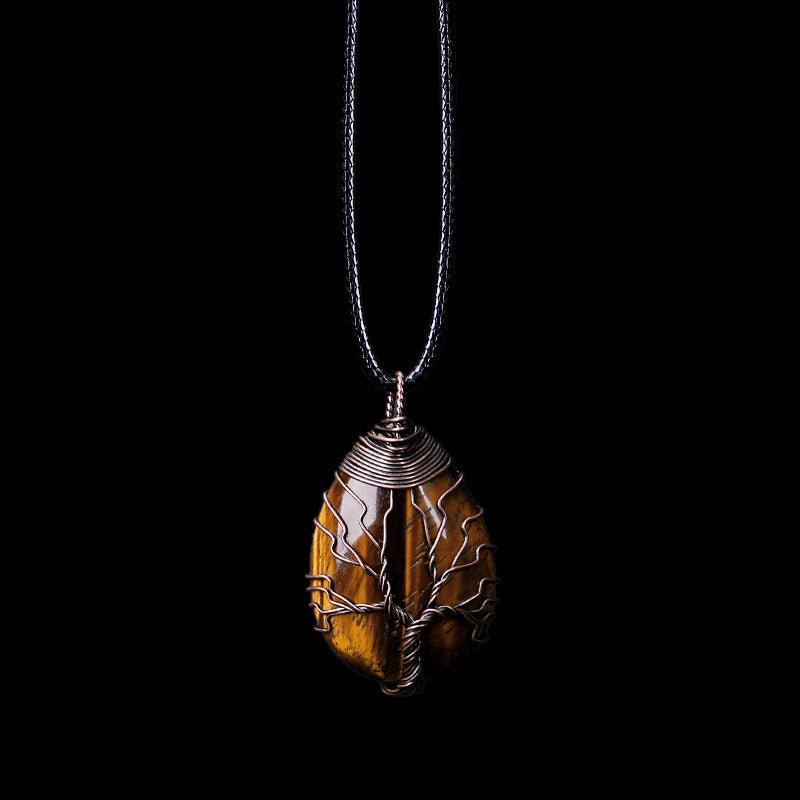 Natural Stone Crystal Drop-shaped Winding Tree Of Life Pendant Necklace Jewelry 2c2b5697 148b 4501 b05f e07ba747bcb2