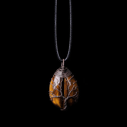 Natural Stone Crystal Drop-shaped Winding Tree Of Life Pendant Necklace Jewelry 2c2b5697 148b 4501 b05f e07ba747bcb2