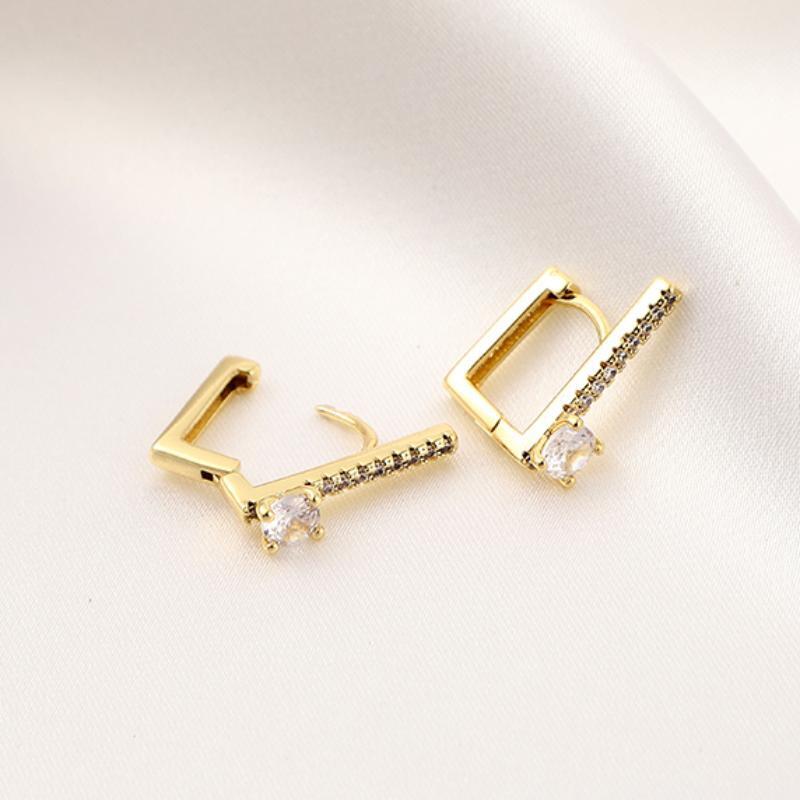 Exquisite Geometric Square Zircon Earrings Temperament Entry Lux