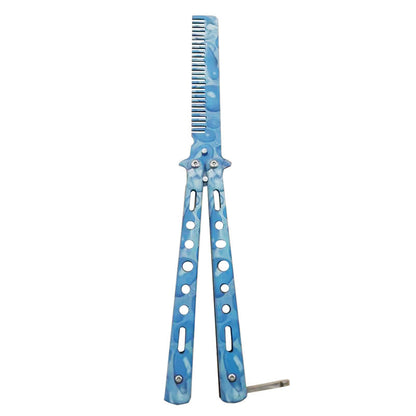 Outdoor Foldable Comb Stainless Steel Practice Training Butterfly Knife Comb Beard Moustache Brushe Salon Hairdressing Hair S