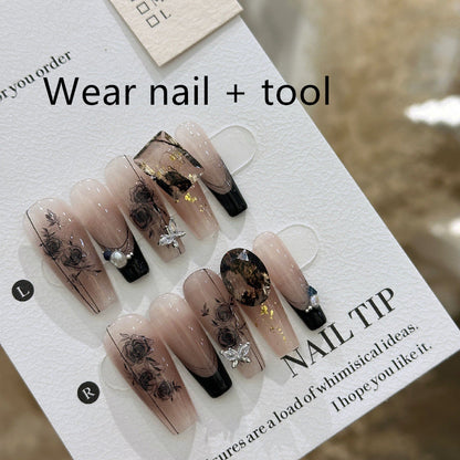 Handmade Long Camellia Girl Nail Tip 2c704bcb d4dd 4250 b523 4dfe7e4c5ccf