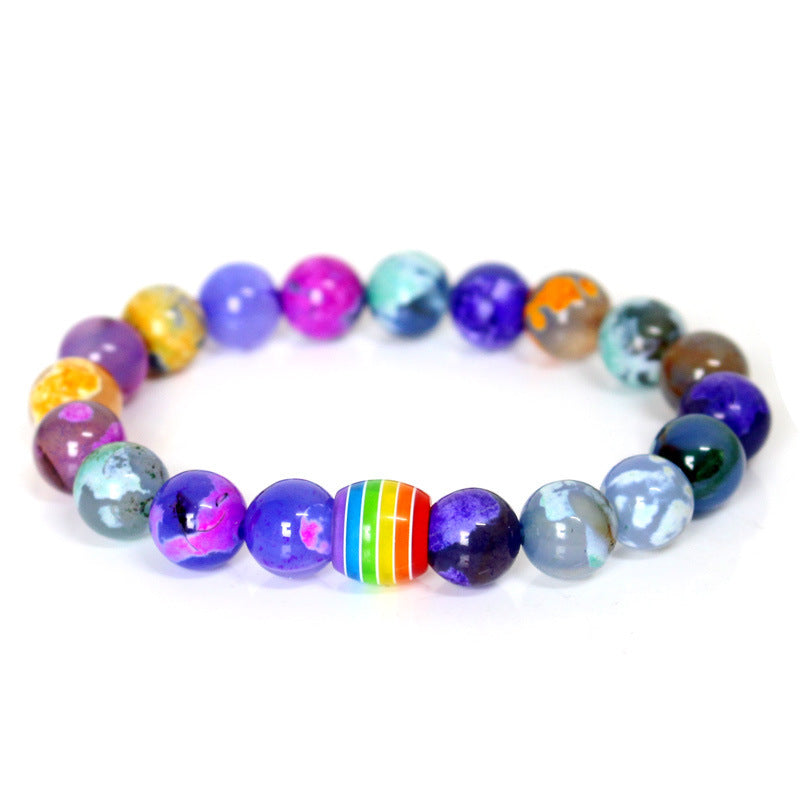 Rainbow Bead Bracelet Pride Natural Stone Strand Couple Bracelets 2cc7b2d8 1e4c 4fd0 9ffb cb29112fc2da