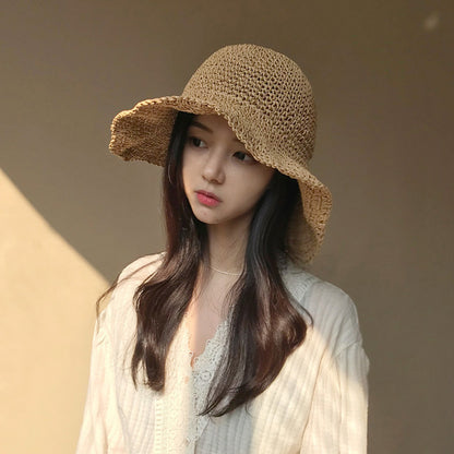 Sunscreen Female Raffia Straw Hat Summer Fashion Cover Face Net Red Fisherman Hat 2cec495d 3d15 4c55 8ae0 df4f271b7fd4