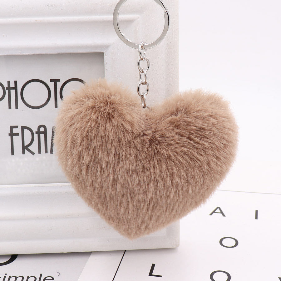Heart-shaped Fur Ball Keychain Rex Rabbit Plush Car Pendant 2cf524a3 552c 4a71 8469 88727a39150b