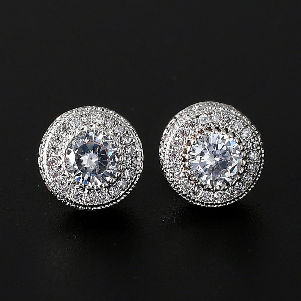 Round Full Zircon Hip Hop Personality Earrings Men And Women Trendy Diy Earrings 2d32f078 a867 4a3a a515 102a688b5555