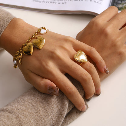 Love Chain Bracelet Fashion Titanium Steel Pearl Bow Bracelet