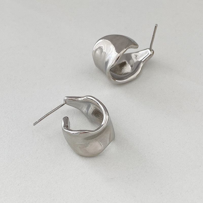 925 Silver Needle New Simple And Irregular C- Shaped Stud Earrings - HD Wireless Product #3