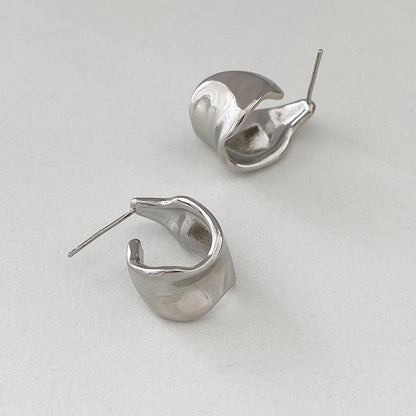 925 Silver Needle New Simple And Irregular C- Shaped Stud Earrings - HD Wireless Product #3