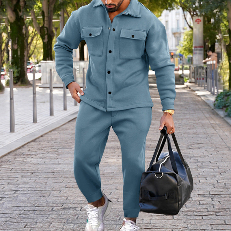 Suede Single-breasted Solid Color Slim Fit Two-piece Suit Men 2da5abc5 5ce1 4320 b2da 0f3106b234a7