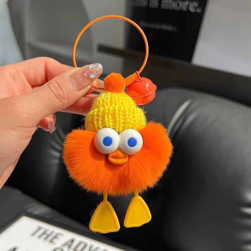 Cute Imitate Rex Rabbit Fur Little Duck Car Key Ring Pendant 2da8a4ef 274f 434b a551 d27b938b1d89