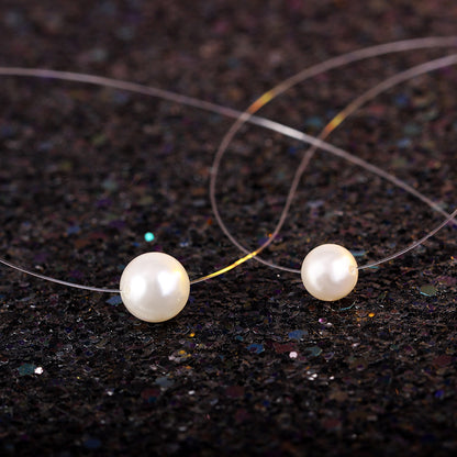 925 Silver Natural Freshwater Beads Fish Line Pearl Necklace - HD Wireless Product #2