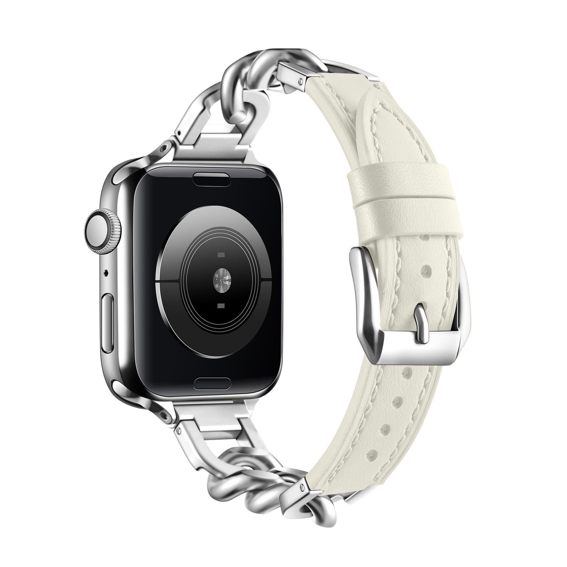 Stainless Steel Leather Single Row Denim Chain Iwatch Strap 2dc95675 03d0 4d77 893c de8d943f2c92