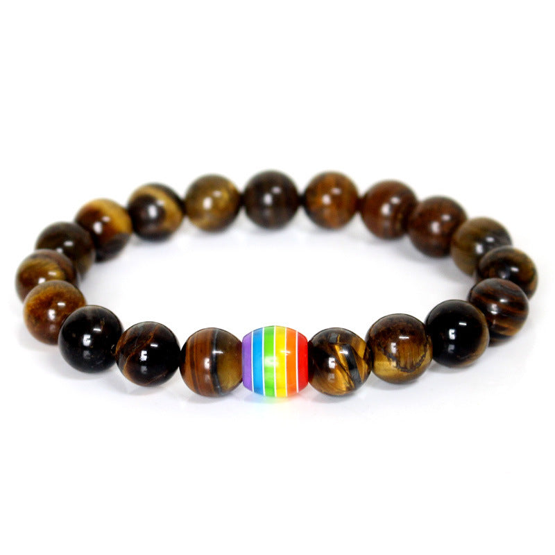 Rainbow Bead Bracelet Pride Natural Stone Strand Couple Bracelets 2dec99bc 86aa 49c7 88b8 79a90a922cac