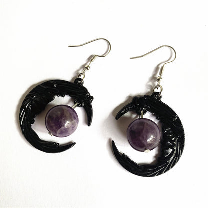 Gothic Face Black Crescent Amethyst Pendant Necklace Earrings 2ded9b53 2a43 4222 8816 b9747251082b