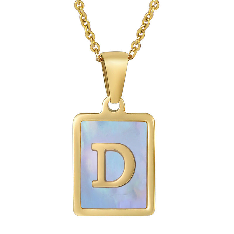 Titanium Steel 26 English Letter Necklace Blue Shell 2df035ab 17fb 402f a0d2 2b5af5abff41