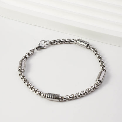 Men's Square Pearl Tube Chain Stainless Steel Bracelet 2e14fdf8 9f59 4a19 b040 8e131252192b