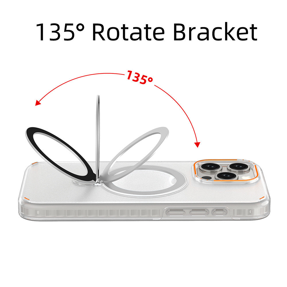 New Colorful Magnetic Bracket Phone Case With Holder Stand Cover For Magesafe Magnetic Transparent Wireless Charge Case For P