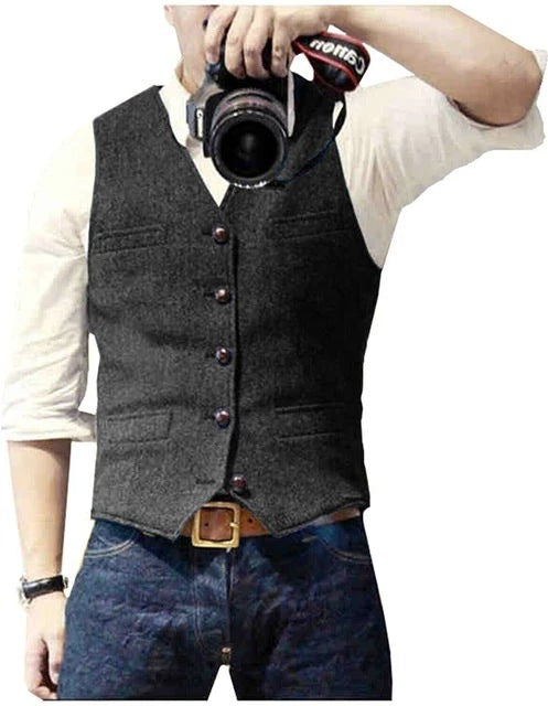 Slim-fit Herringbone Vest Casual Business Professional Formal Wear Groomsmen 2e2f3747 3084 4759 ab95 c427e10aeb27