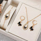 4PCS Set Luxury Women Butterfly Necklace Bracelet Earrings Drop Oil Diamond Jewelry For Girl Gift Jewelry Fashion Jewelr
