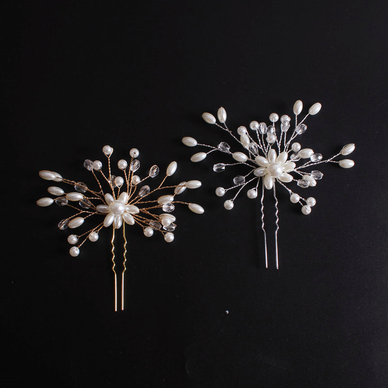 Korean Exquisite Pearl Comb Diamond Crystal Fork Handmade Hairpin Bridal Headwear Accessories 2e497f3a 4eaa 4918 a45f b3af258