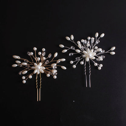 Korean Exquisite Pearl Comb Diamond Crystal Fork Handmade Hairpin Bridal Headwear Accessories 2e497f3a 4eaa 4918 a45f b3af258
